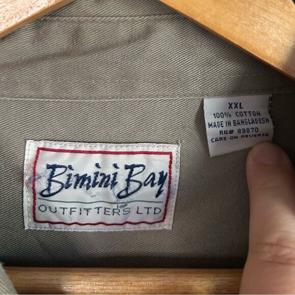 Bimini Boy Khaki Green Casual Button Down Shirt Size XXL - Picture 2 of 3